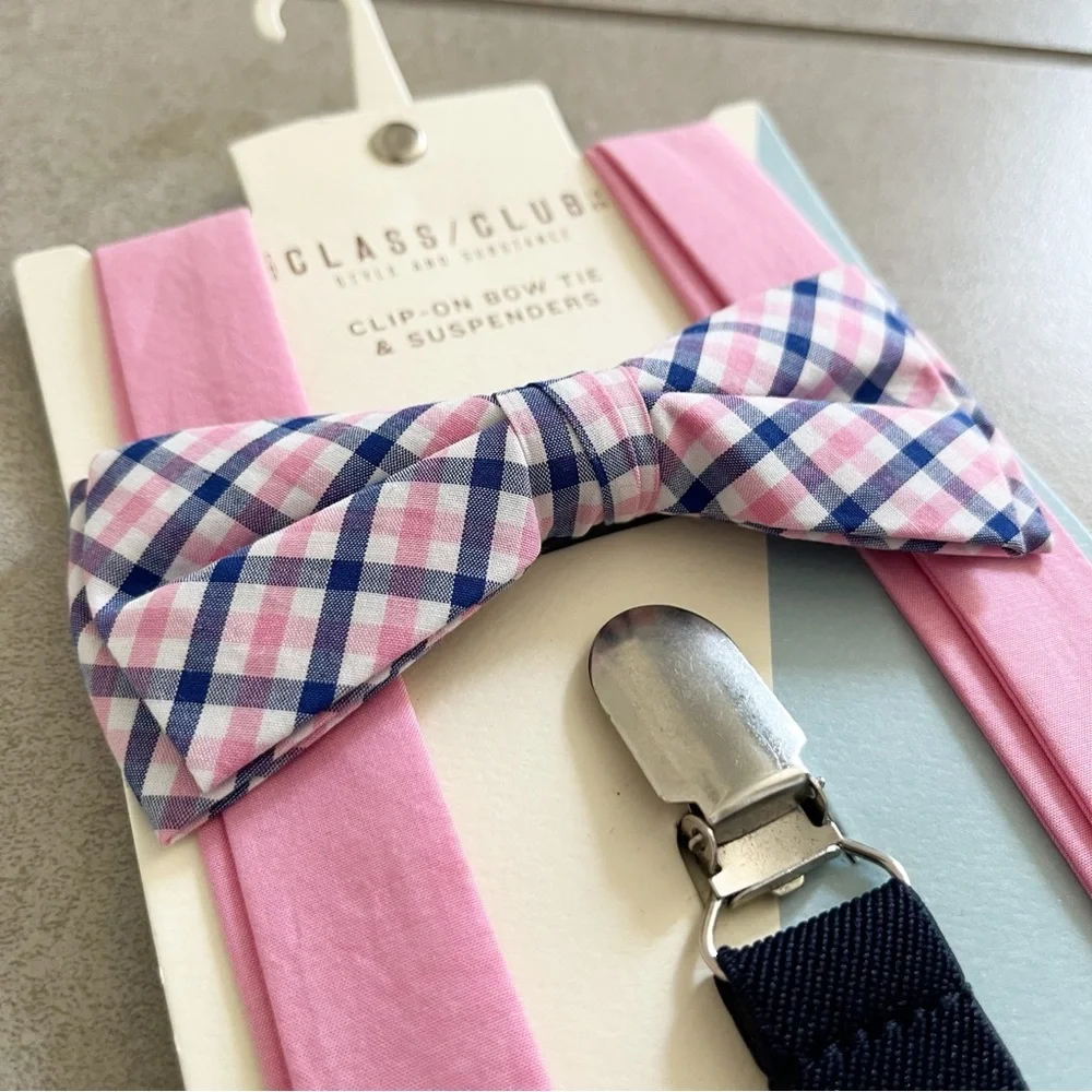 The Class/Club Style and Substance 1989 Blue Boys Clip-On Bow Tie & Suspenders